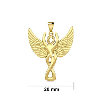 Solid Gold Winged Goddess Pendant GPD5470 - Jewelry